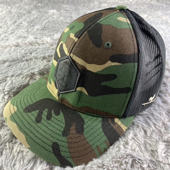 Richardson Camo Hat Cap Adjustable Green Brown Black Camouflage Snapback Mesh - Picture 1 of 9